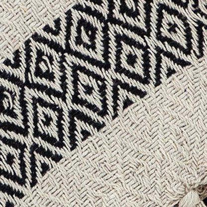Black and Beige Diamond Weave Soft Cotton Handloom Throw HomeRoots