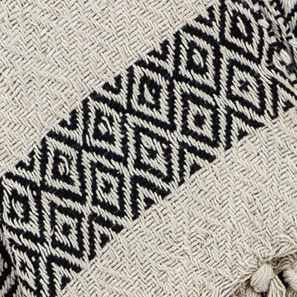 Black and Beige Diamond Weave Soft Cotton Handloom Throw HomeRoots