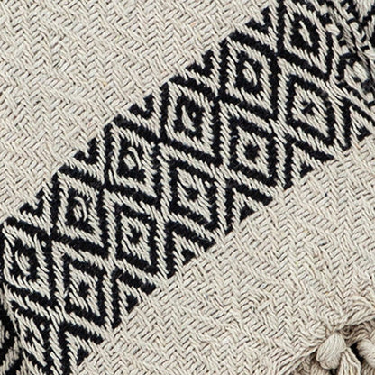 Black and Beige Diamond Weave Soft Cotton Handloom Throw HomeRoots
