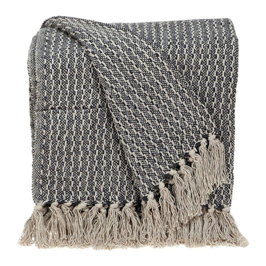 52" X 67" Beige and Black Quilted Cotton Abstract Throw Blanket HomeRoots