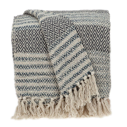 Beige and Taupe Diamond Weave Handloom Throw HomeRoots