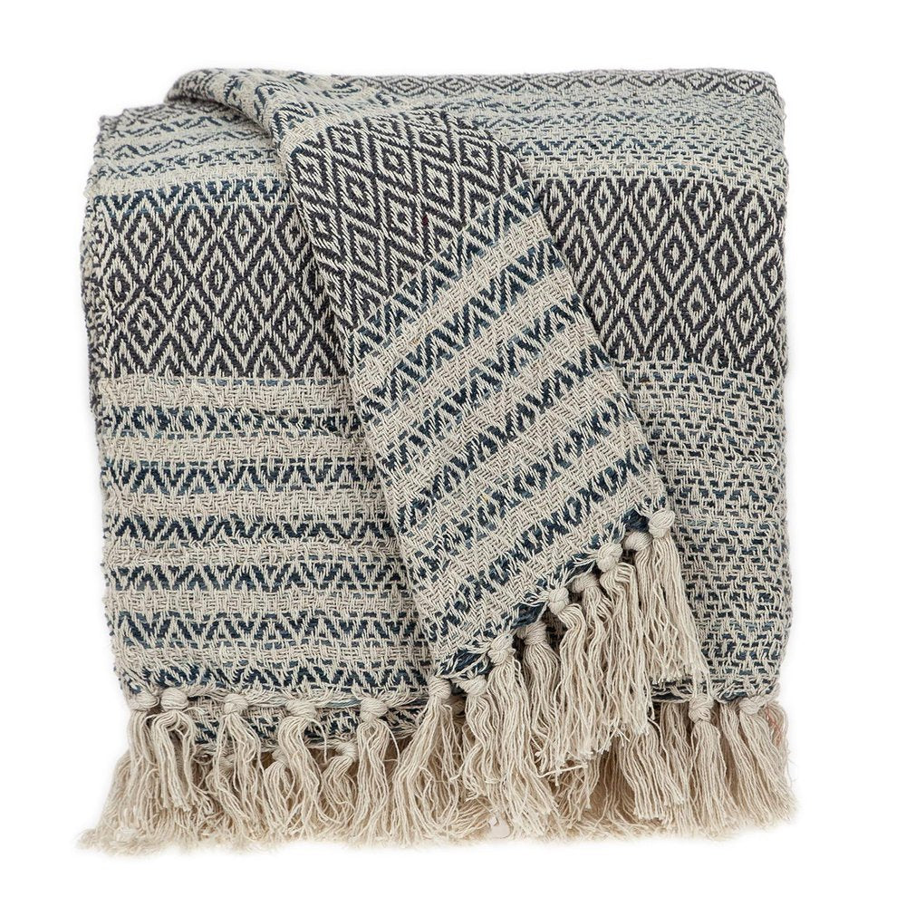 Beige and Taupe Diamond Weave Handloom Throw HomeRoots
