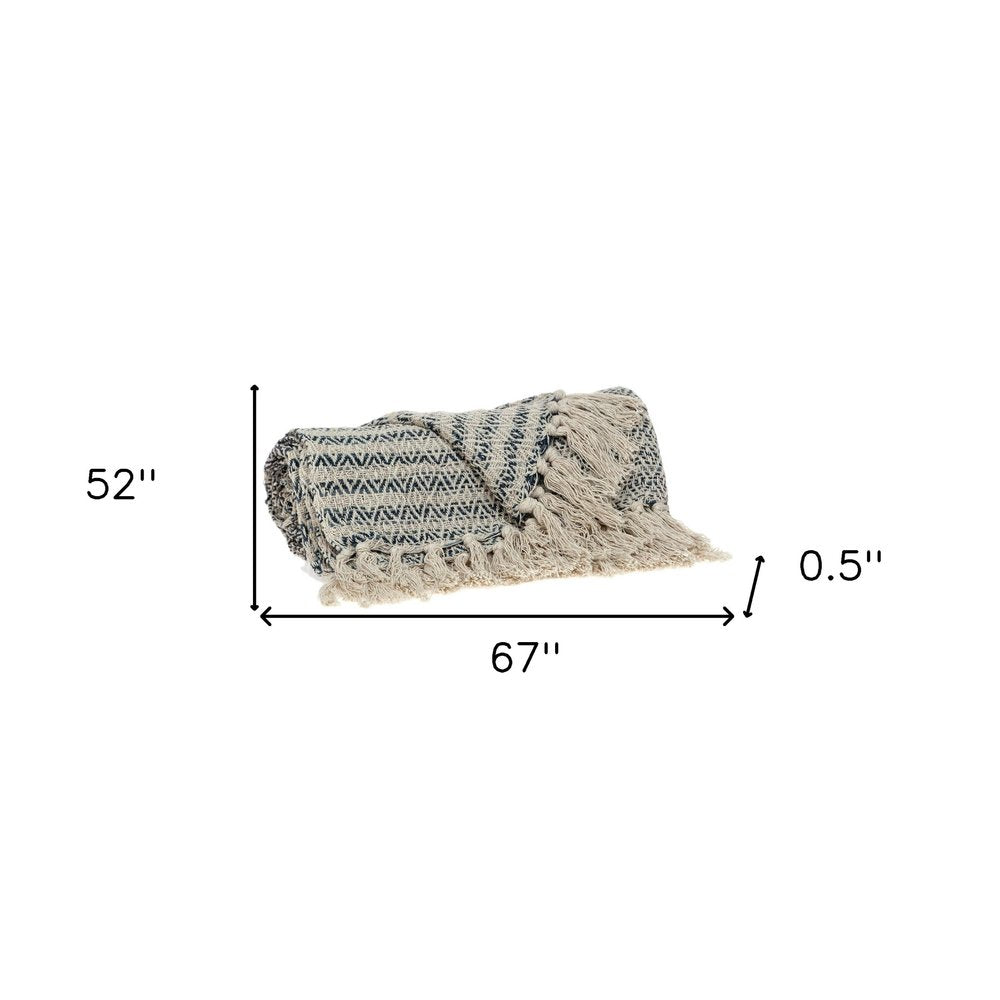 Beige and Taupe Diamond Weave Handloom Throw HomeRoots