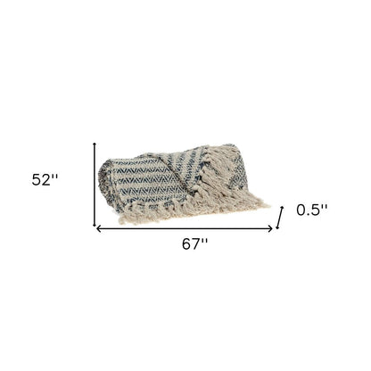 Beige and Taupe Diamond Weave Handloom Throw HomeRoots