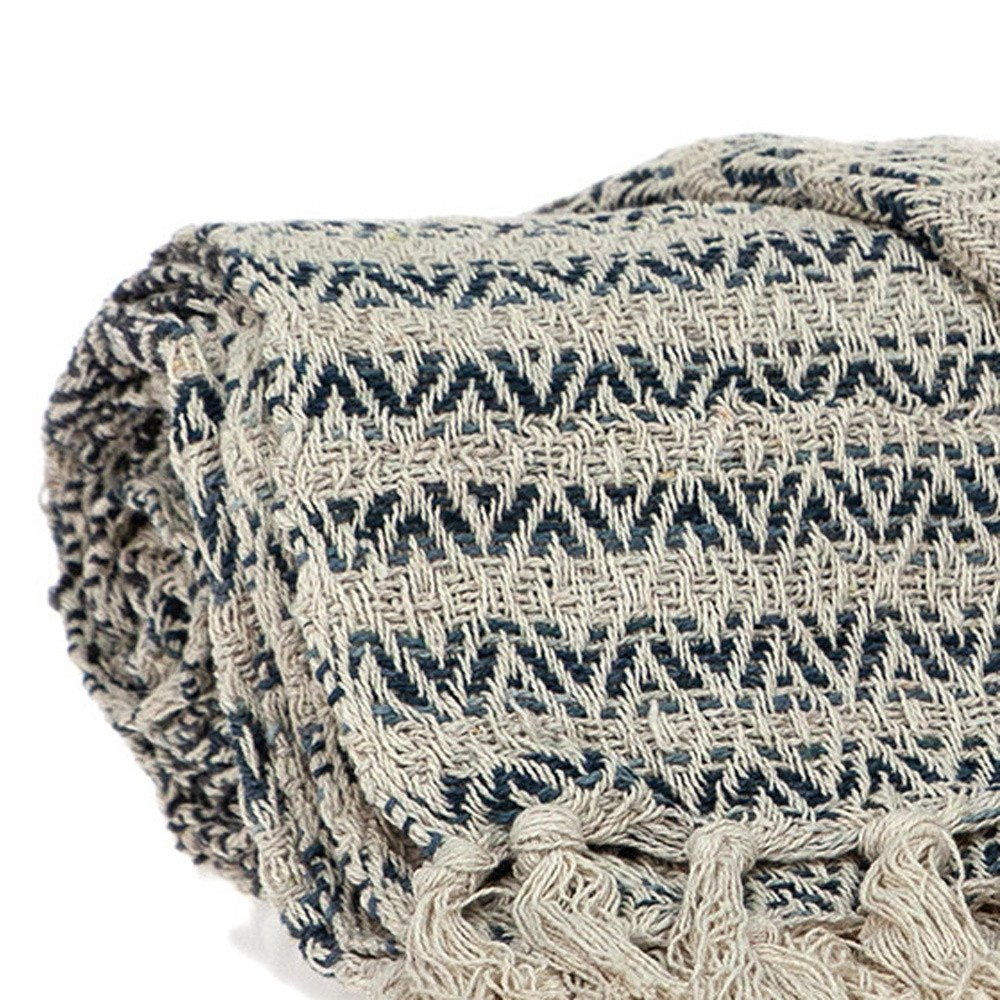 Beige and Taupe Diamond Weave Handloom Throw HomeRoots