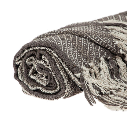 Brown and Taupe Striped Woven Handloom Throw HomeRoots