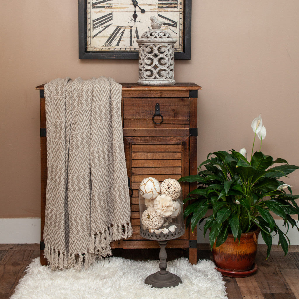 Multi Beige Herringbone Woven Handloom Throw