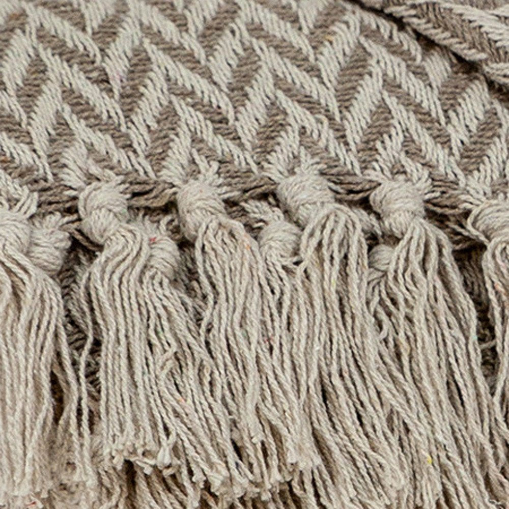 Multi Beige Herringbone Woven Handloom Throw HomeRoots