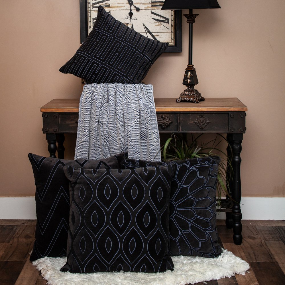 Blue and Beige Woven Handloom Throw with Tassels HomeRoots