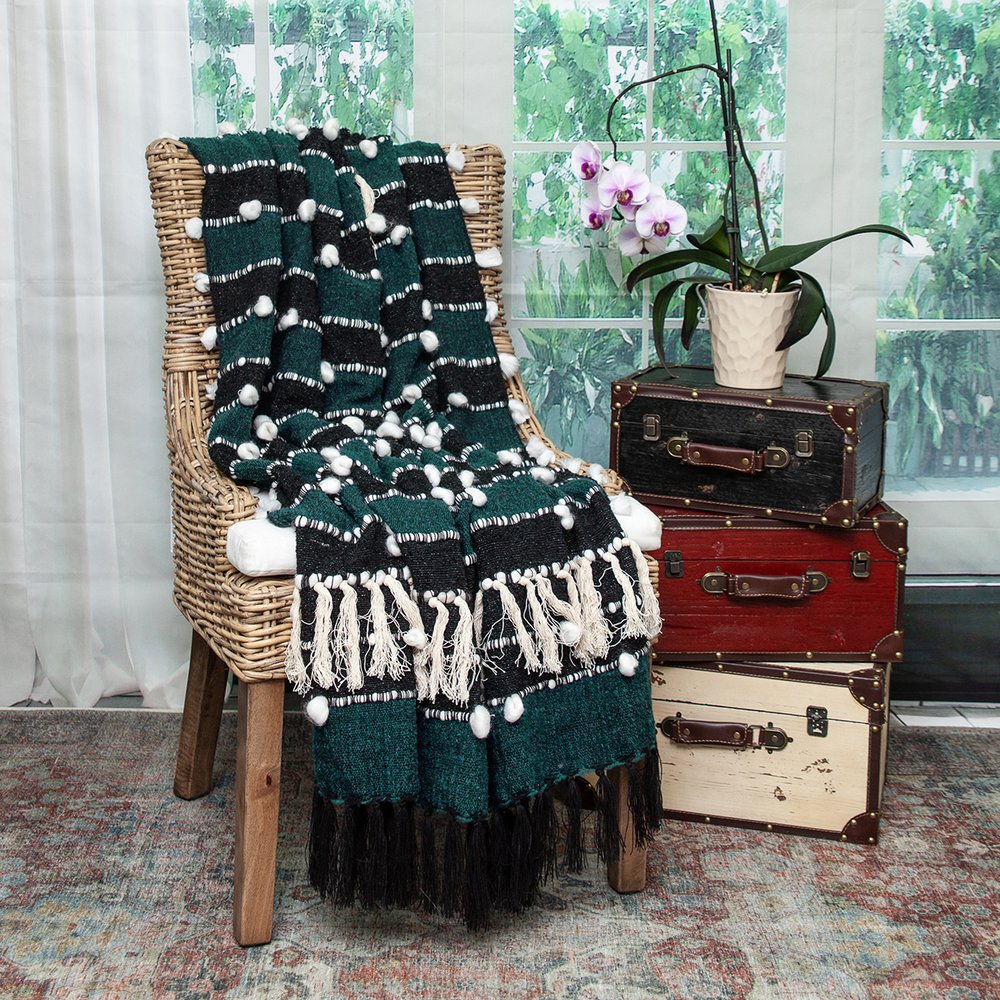 52" X 67" Blue Quilted Wool Abstract Throw Blanket HomeRoots