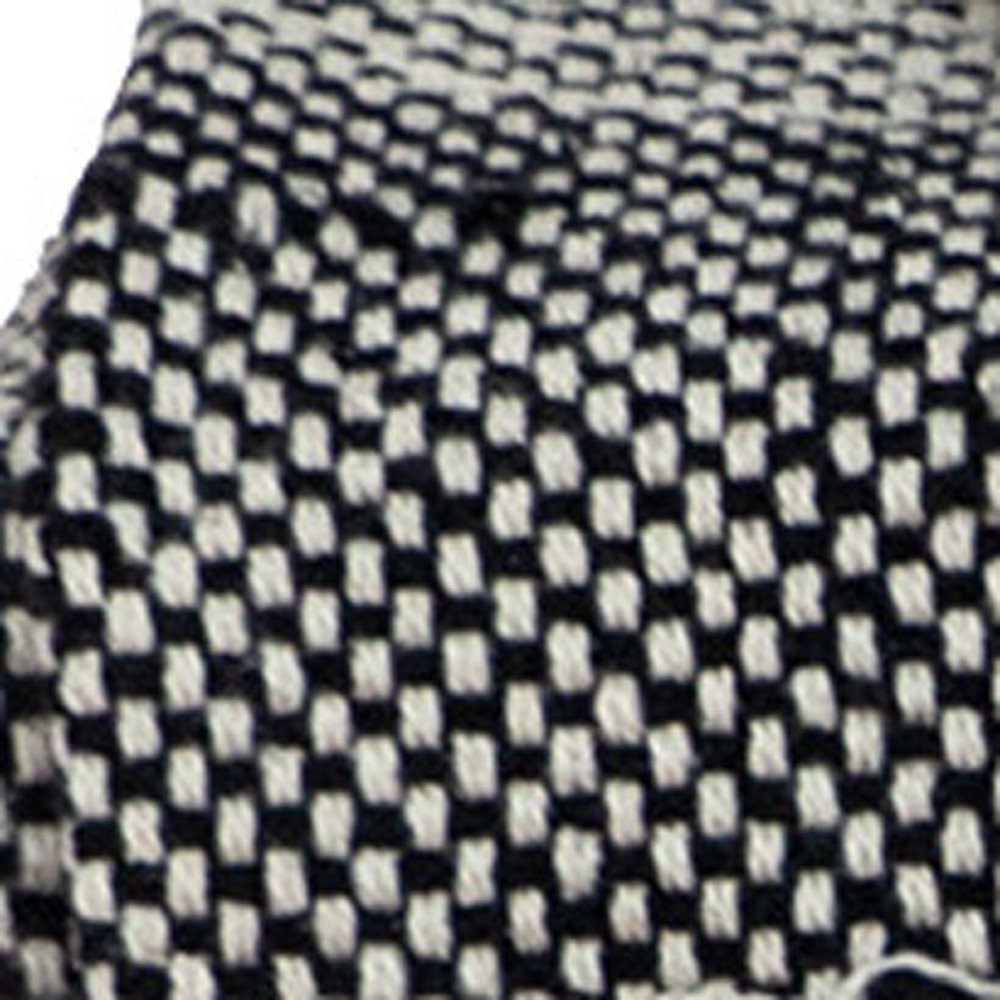Boho Beige and Black Handloom Weave Throw with Decorative Tassels HomeRoots
