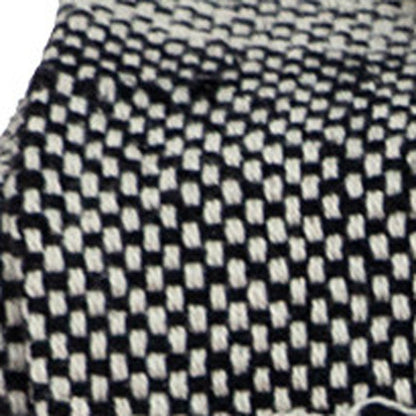 Boho Beige and Black Handloom Weave Throw with Decorative Tassels HomeRoots