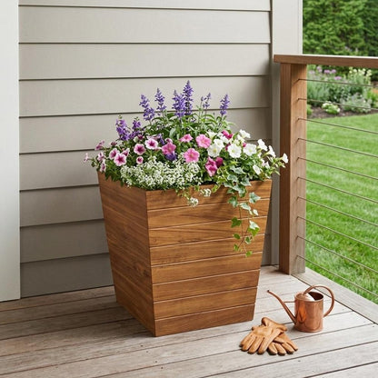 21" Brown Solid Wood Indoor Outdoor Square Planter Box HomeRoots