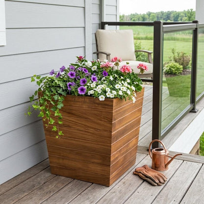 21" Brown Solid Wood Indoor Outdoor Square Planter Box HomeRoots