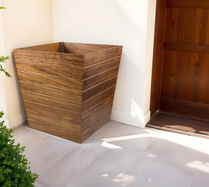 21" Brown Solid Wood Indoor Outdoor Square Planter Box HomeRoots