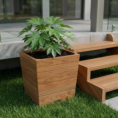 12" Brown Wood Indoor Outdoor Square Planter Box HomeRoots