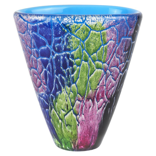 8" Blue and Green Murano Glass Abstract Oval Table Vase HomeRoots