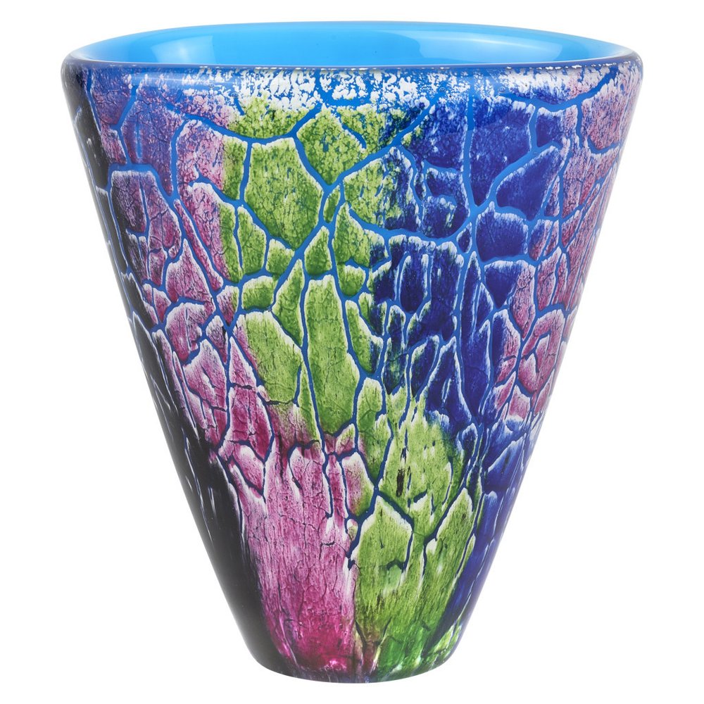 8" Blue and Green Murano Glass Abstract Oval Table Vase HomeRoots