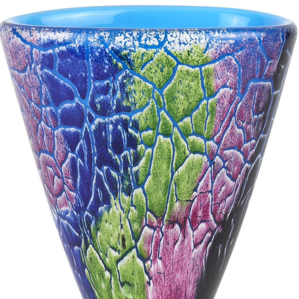 8" Blue and Green Murano Glass Abstract Oval Table Vase HomeRoots