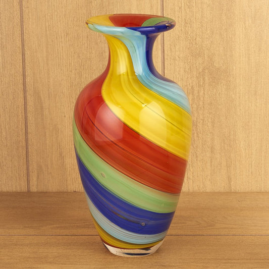 10" Rainbow Abstract Murano Style Glass Table Vase HomeRoots