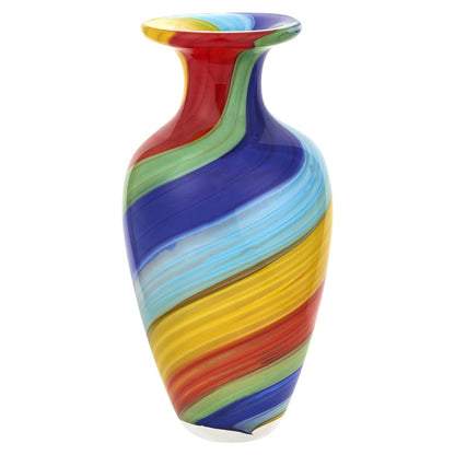 10" Rainbow Abstract Murano Style Glass Table Vase HomeRoots