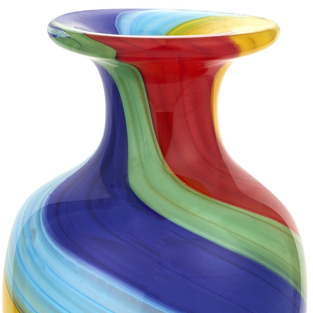 10" Rainbow Abstract Murano Style Glass Table Vase HomeRoots