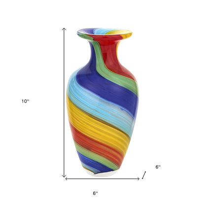 10" Rainbow Abstract Murano Style Glass Table Vase HomeRoots