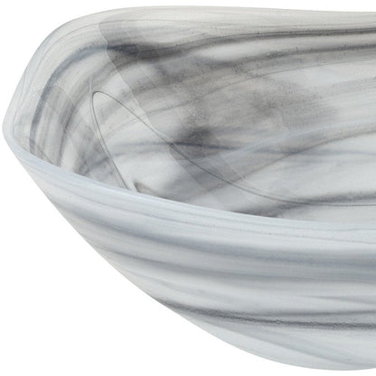 Set of Two 6" Gray And White Alabaster Glass Square Candy or Nut Bowls HomeRoots
