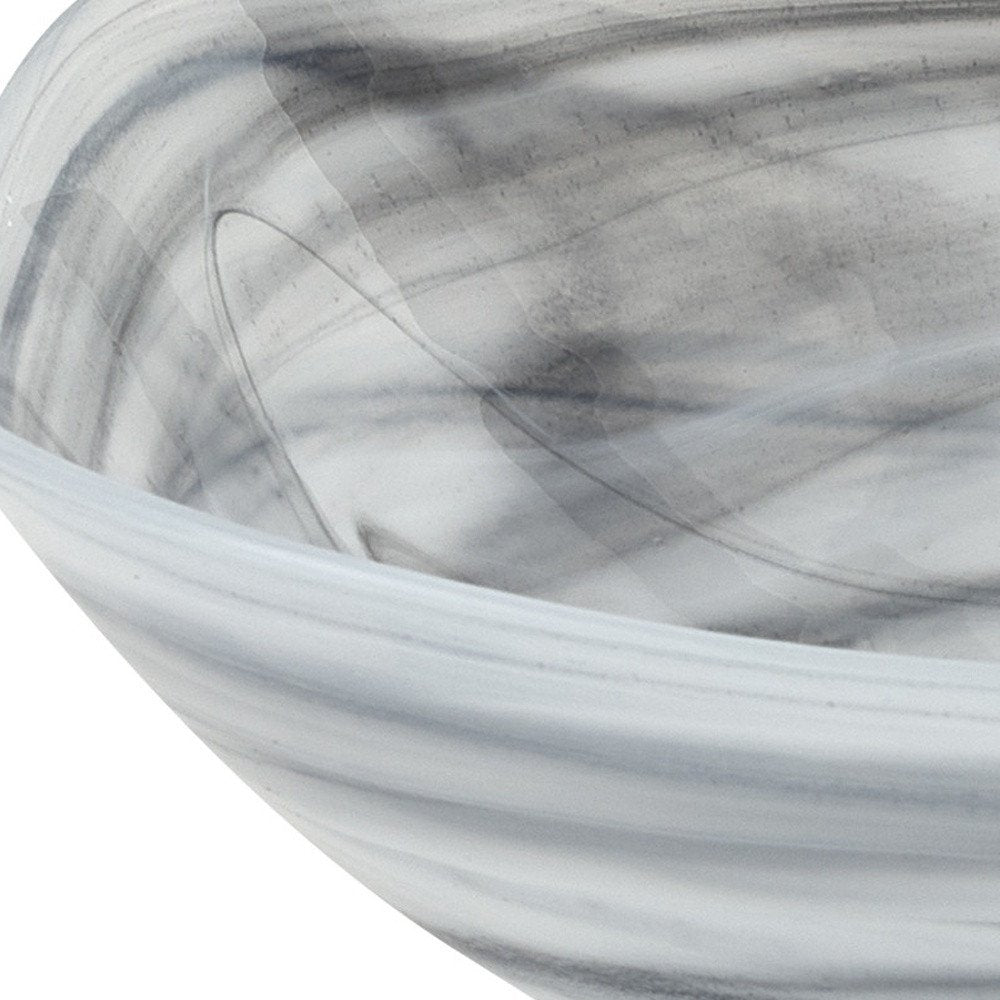 Set of Two 6" Gray And White Alabaster Glass Square Candy or Nut Bowls HomeRoots
