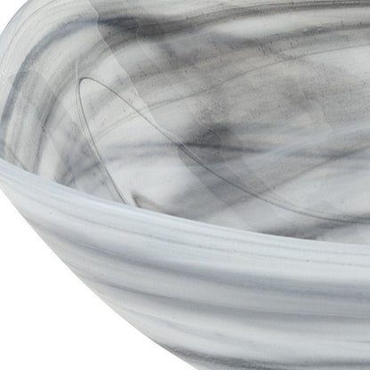 Set of Two 6" Gray And White Alabaster Glass Square Candy or Nut Bowls HomeRoots