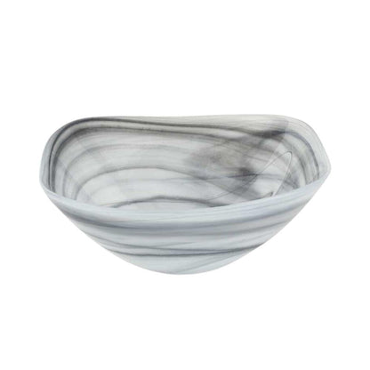 10" Gray And White Alabaster Glass Square Salad Bowl HomeRoots