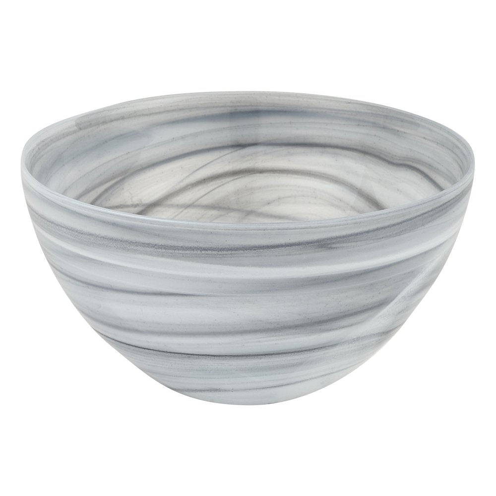 6" Gray And White Alabaster Glass Round Candy or Nut Bowl HomeRoots