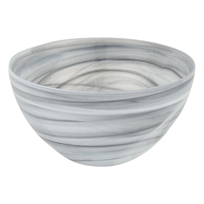 6" Gray And White Alabaster Glass Round Candy or Nut Bowl HomeRoots