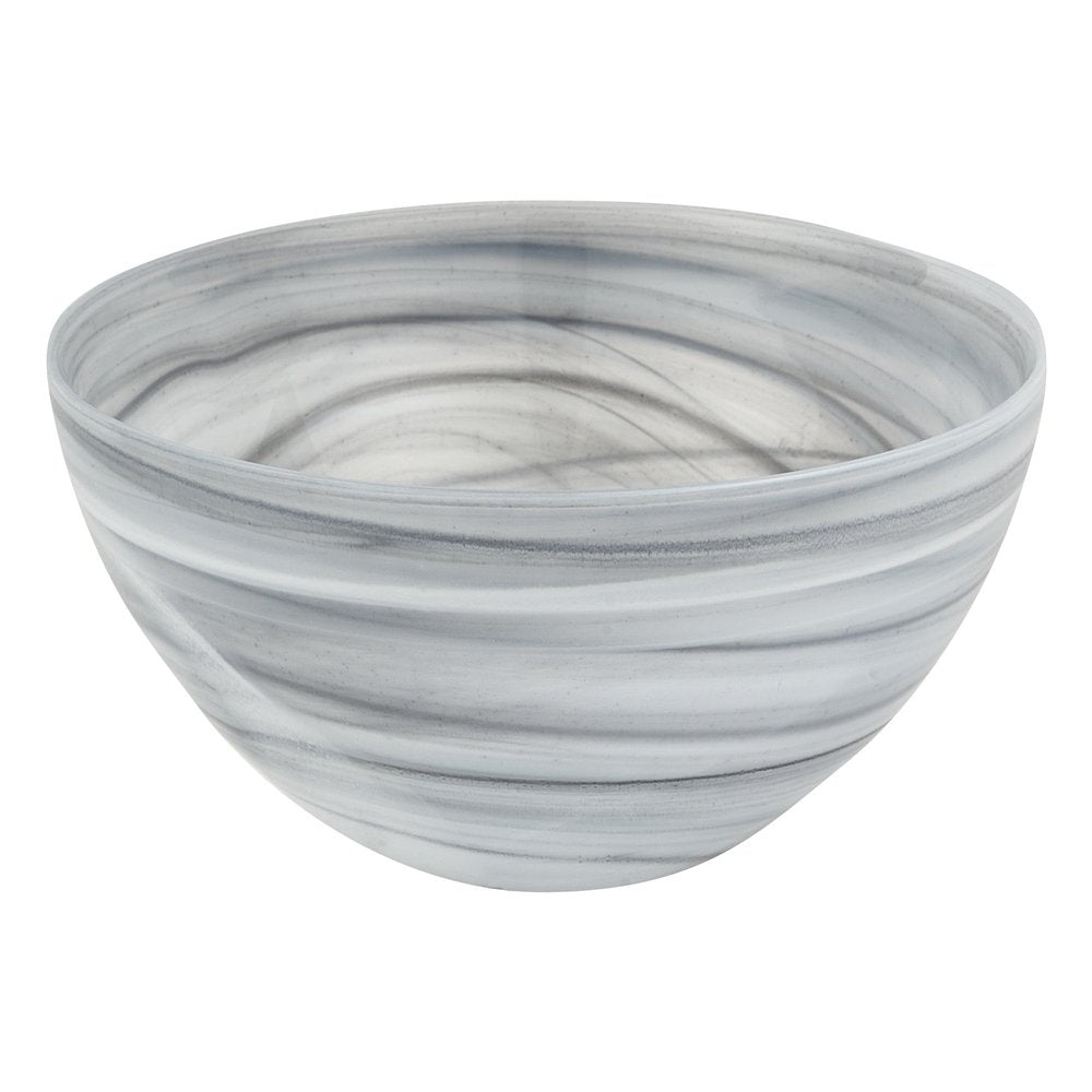 6" Gray And White Alabaster Glass Round Candy or Nut Bowl HomeRoots