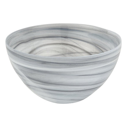 6" Gray And White Alabaster Glass Round Candy or Nut Bowl HomeRoots
