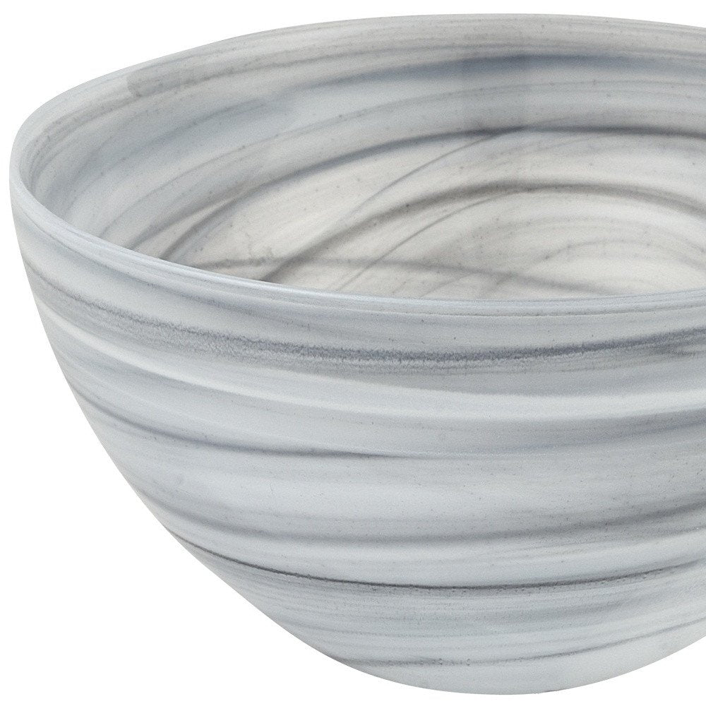 6" Gray And White Alabaster Glass Round Candy or Nut Bowl HomeRoots