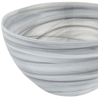 6" Gray And White Alabaster Glass Round Candy or Nut Bowl HomeRoots