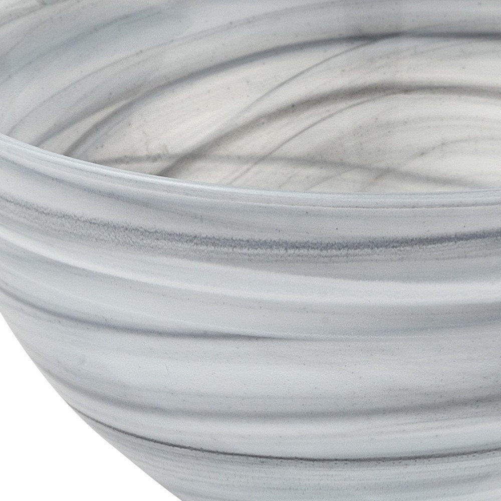 6" Gray And White Alabaster Glass Round Candy or Nut Bowl HomeRoots