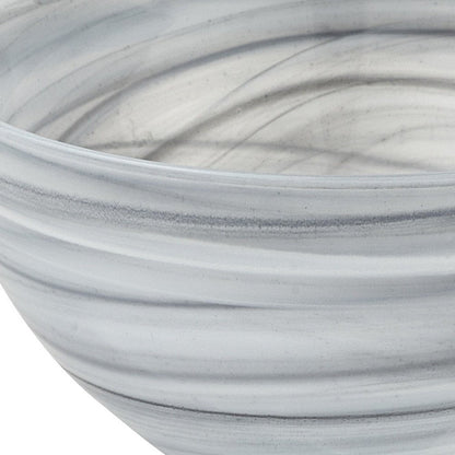 6" Gray And White Alabaster Glass Round Candy or Nut Bowl HomeRoots