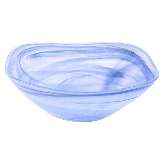 10" Blue And White Alabaster Glass Square Salad Bowl HomeRoots