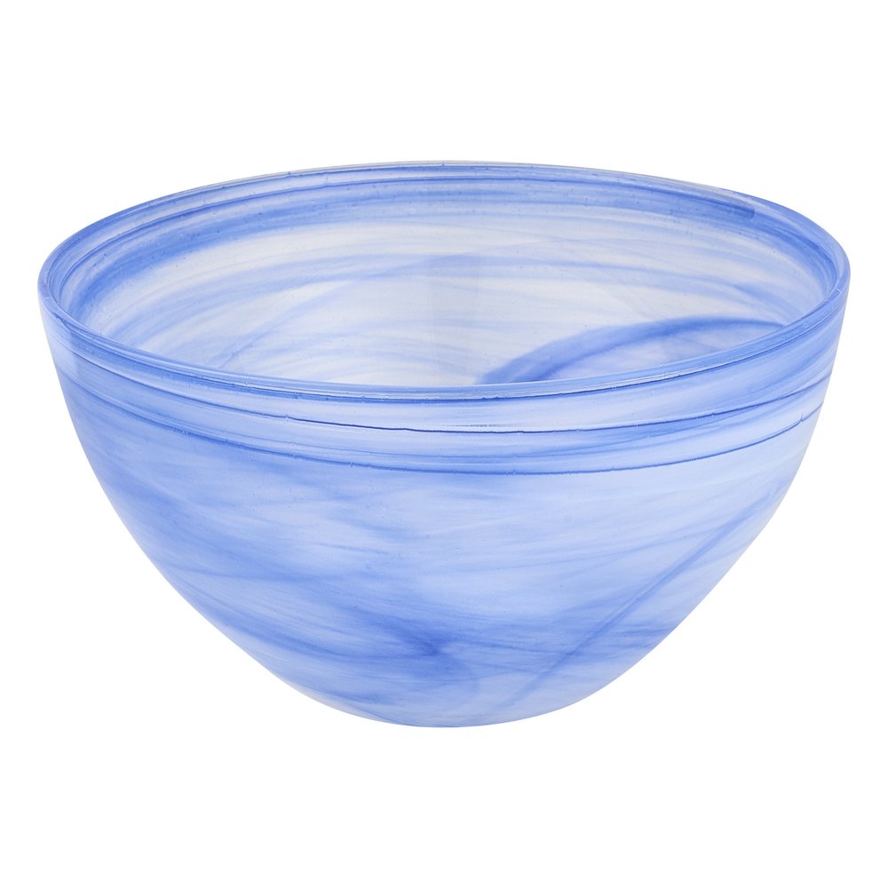 6" Blue And White Alabaster Glass Round Candy or Nut Bowl HomeRoots