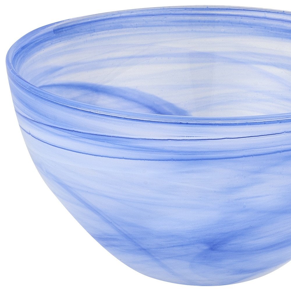 6" Blue And White Alabaster Glass Round Candy or Nut Bowl HomeRoots