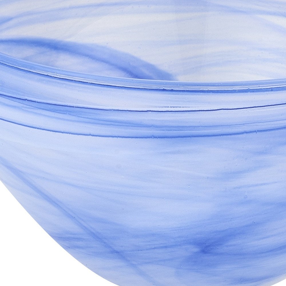 6" Blue And White Alabaster Glass Round Candy or Nut Bowl HomeRoots