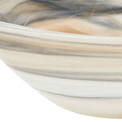 Set of Two 6" Taupe And White Alabaster Glass Square Candy or Nut Bowl HomeRoots