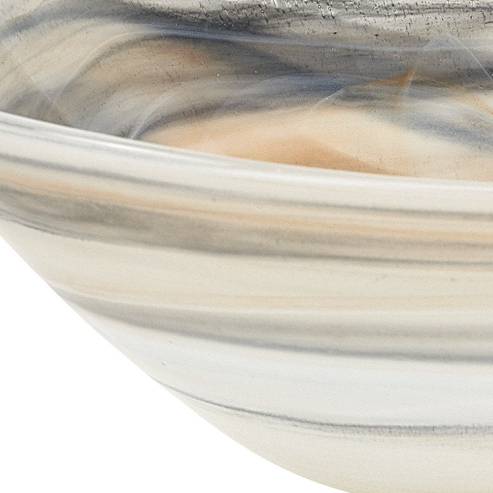 10" Gray Taupe And White Alabaster Glass Square Salad Bowl HomeRoots