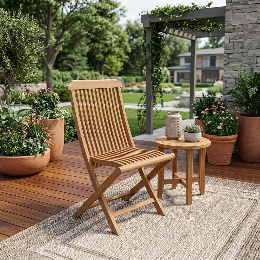 24" Brown Solid Wood Indoor Outdoor Deck Chair HomeRoots