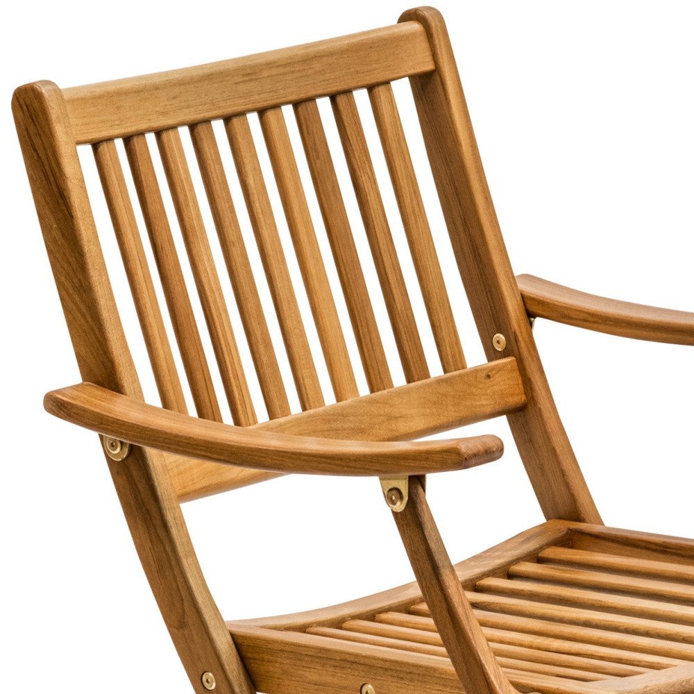 24" Brown Solid Wood Indoor Outdoor Deck Chair HomeRoots