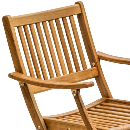 24" Brown Solid Wood Indoor Outdoor Deck Chair HomeRoots