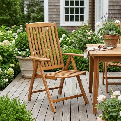 27" Brown Solid Wood Indoor Outdoor Arm Chair HomeRoots