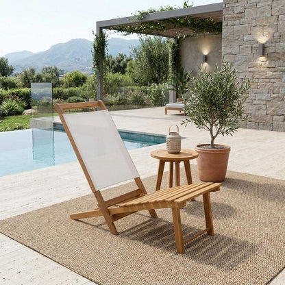 15" Brown and Natural Wood Solid Wood Outdoor Deck Chair HomeRoots